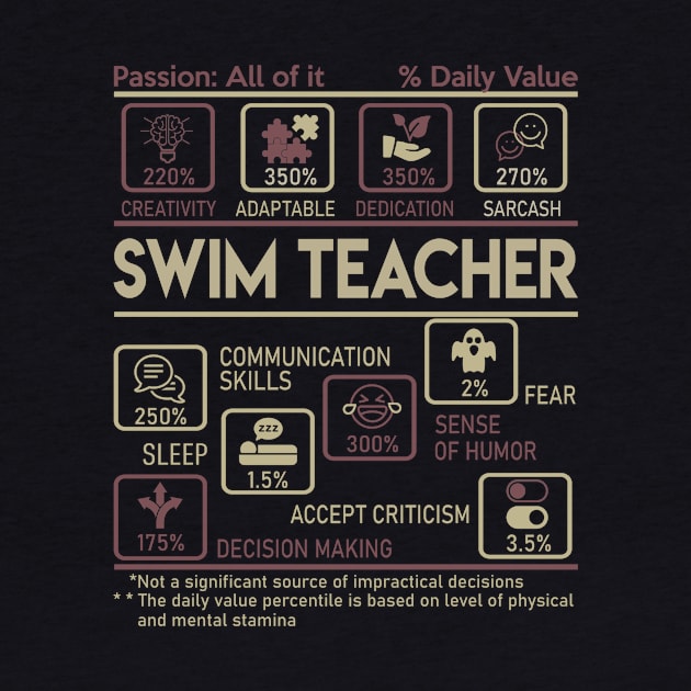 Swim Teacher T Shirt - Multitasking Daily Value Gift Item Tee by candicekeely6155